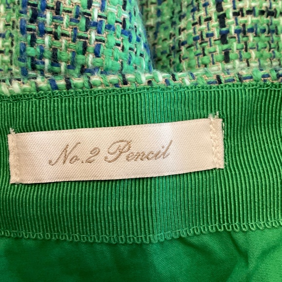 J. Crew No. 2 Pencil Skirt Green Tweed High Rise Knee Length Lined preppy pencil - Picture 4 of 16